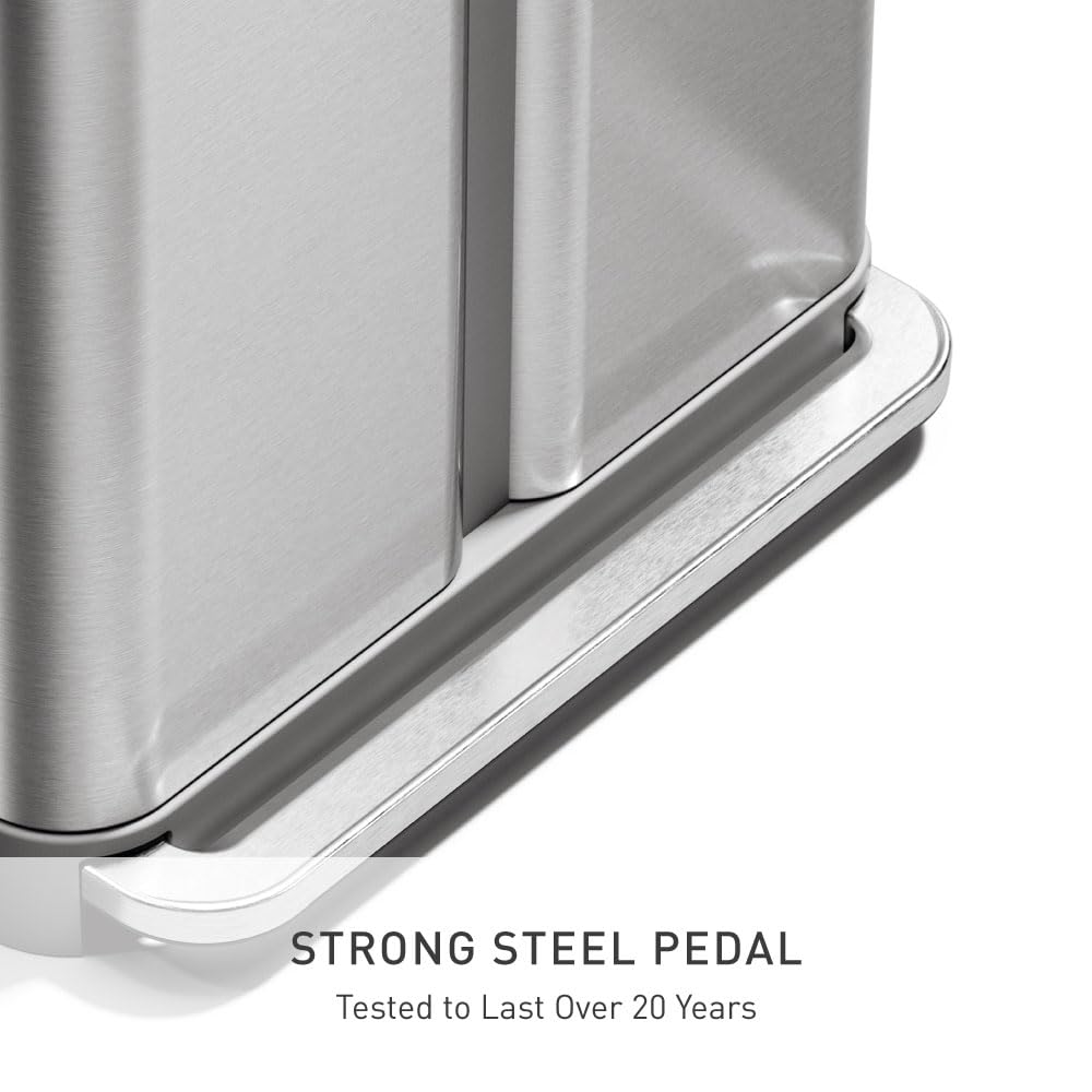 58L Dual Compartment Brushed Stainless Steel Kitchen Trash Can S7900