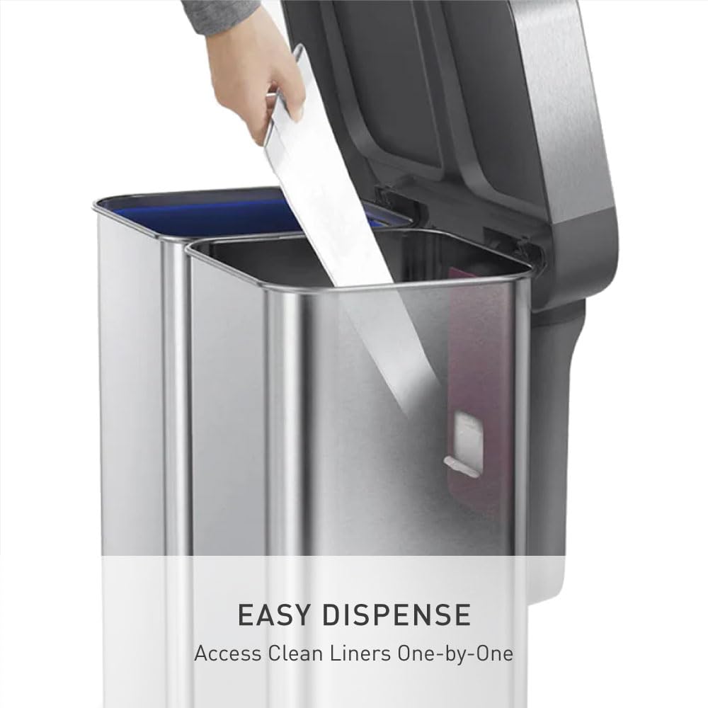 58L Dual Compartment Brushed Stainless Steel Kitchen Trash Can S7900
