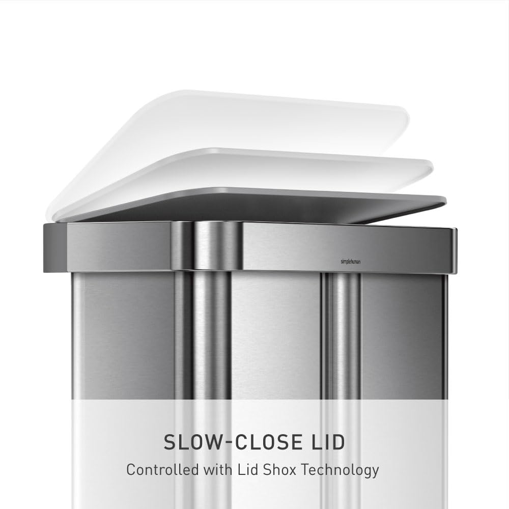 58L Dual Compartment Brushed Stainless Steel Kitchen Trash Can S7900