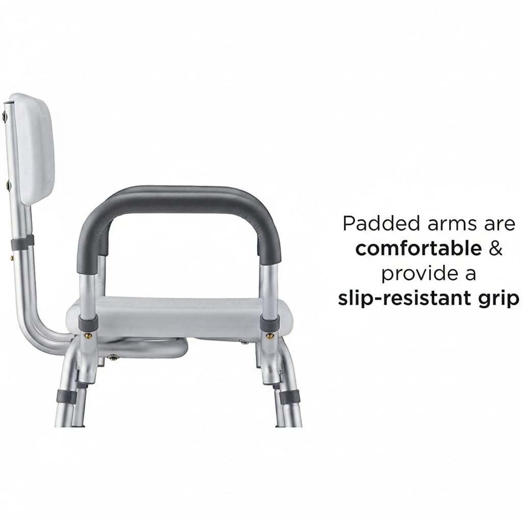 Bath Seat with Removable Arms & Back, 300 lb Capacity, Adjustable Height C275