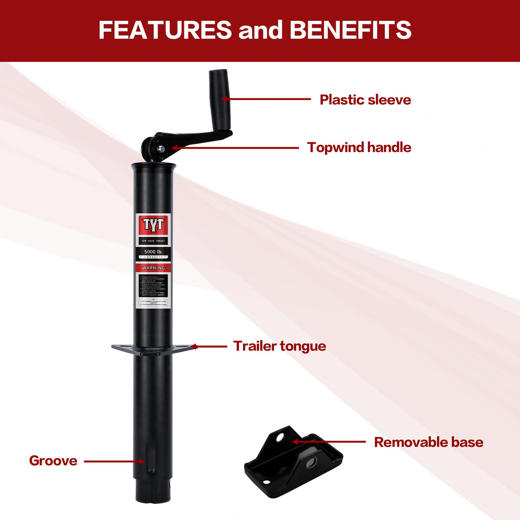 Heavy Duty 5000lbs A-Frame Trailer Jack with 15" Top-Wind Vertical Travel V63995