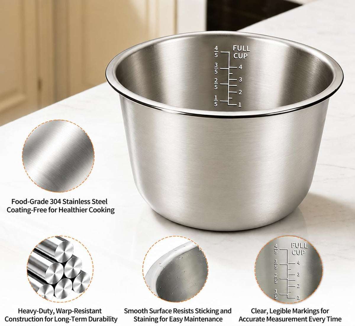 Stainless Steel Replacement Inner Pot Bowl P444