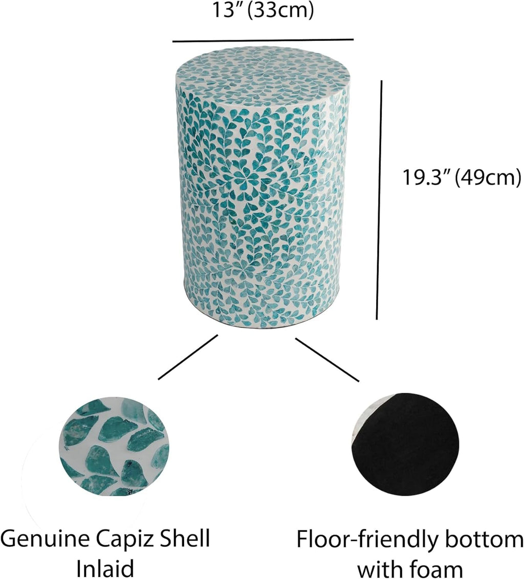 Mother of Pearl Inlaid Cylinder Drum End Table G85989