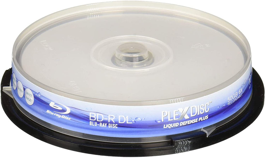 Water Resistant Glossy White Inkjet Printable BD-R DL 6x 50GB Blu-ray 10 Disc Spindle D7769