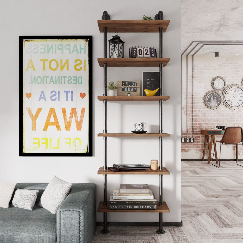 Industrial Pipe 6 Tier Bookshelf F20346