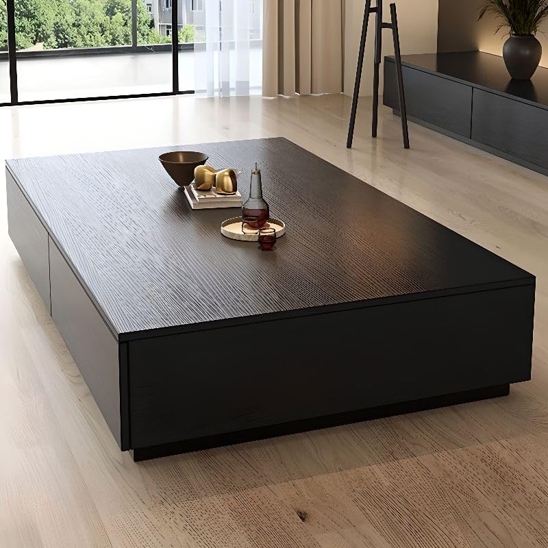 Black Wooden Coffee Table with Storage Drawers L632235