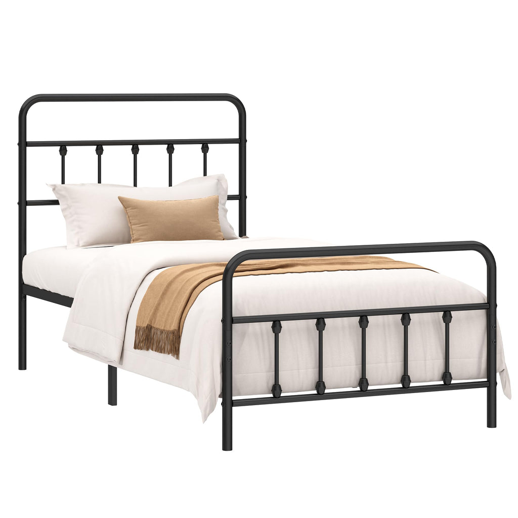 Twin Size Metal Bed Frame with Headboard and Footboard F5067