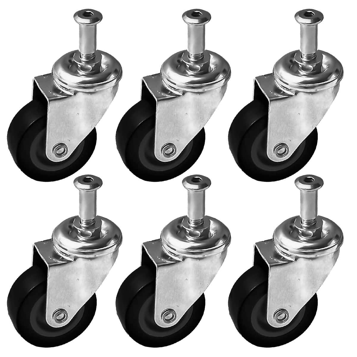 6 Pack Heavy-Duty 2" Swivel Caster Wheels U27166