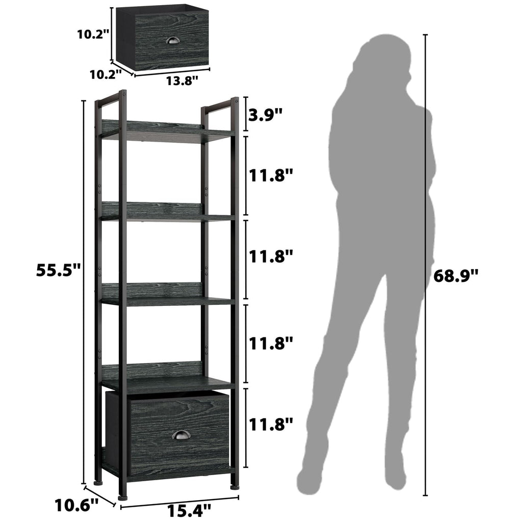 5 Tier Bookshelf with Drawer E9705