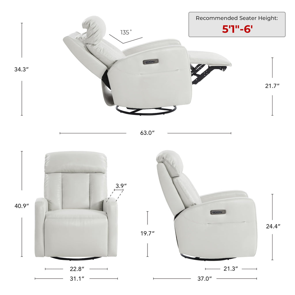 Genuine Leather Power Recliner Chair S767