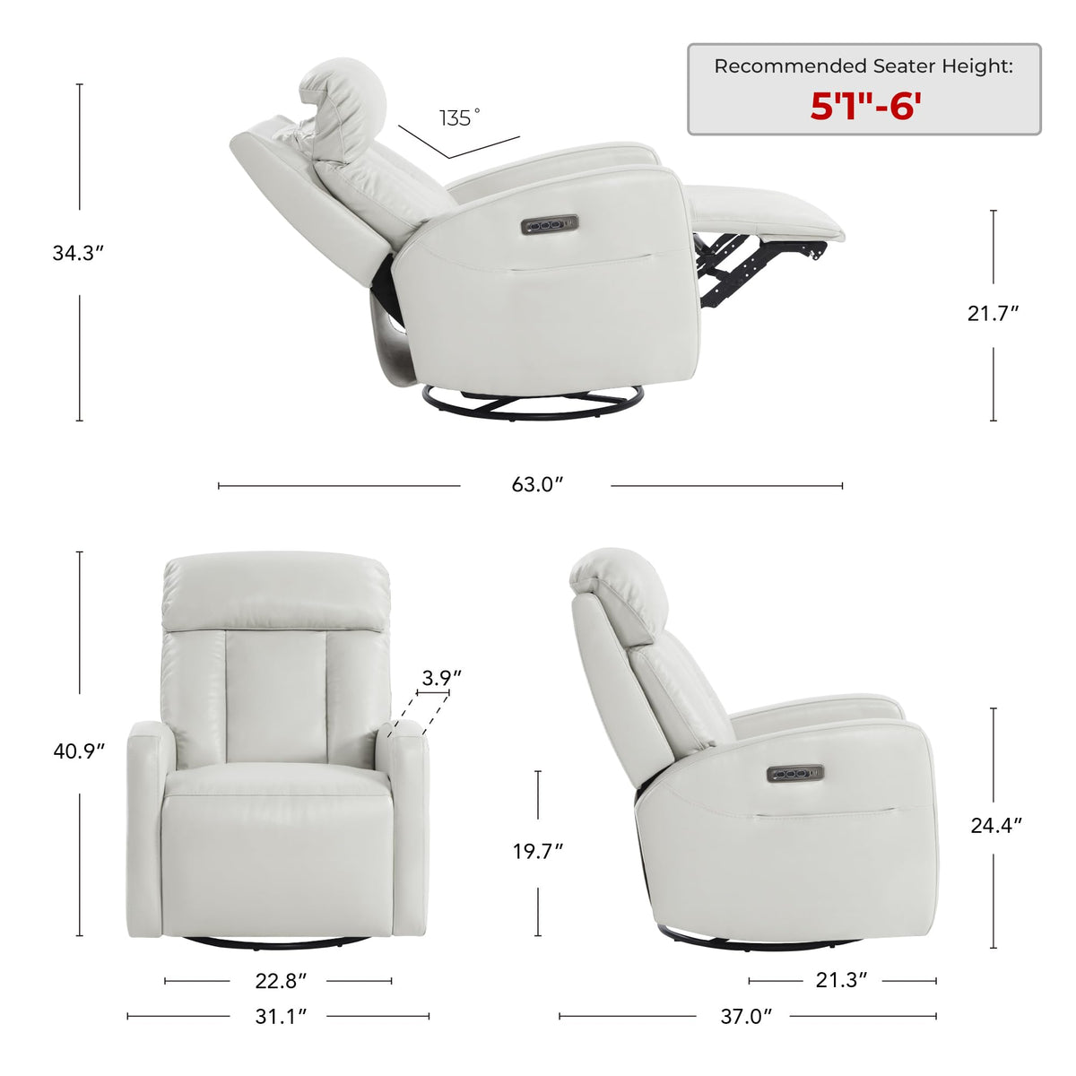 Genuine Leather Power Recliner Chair S767