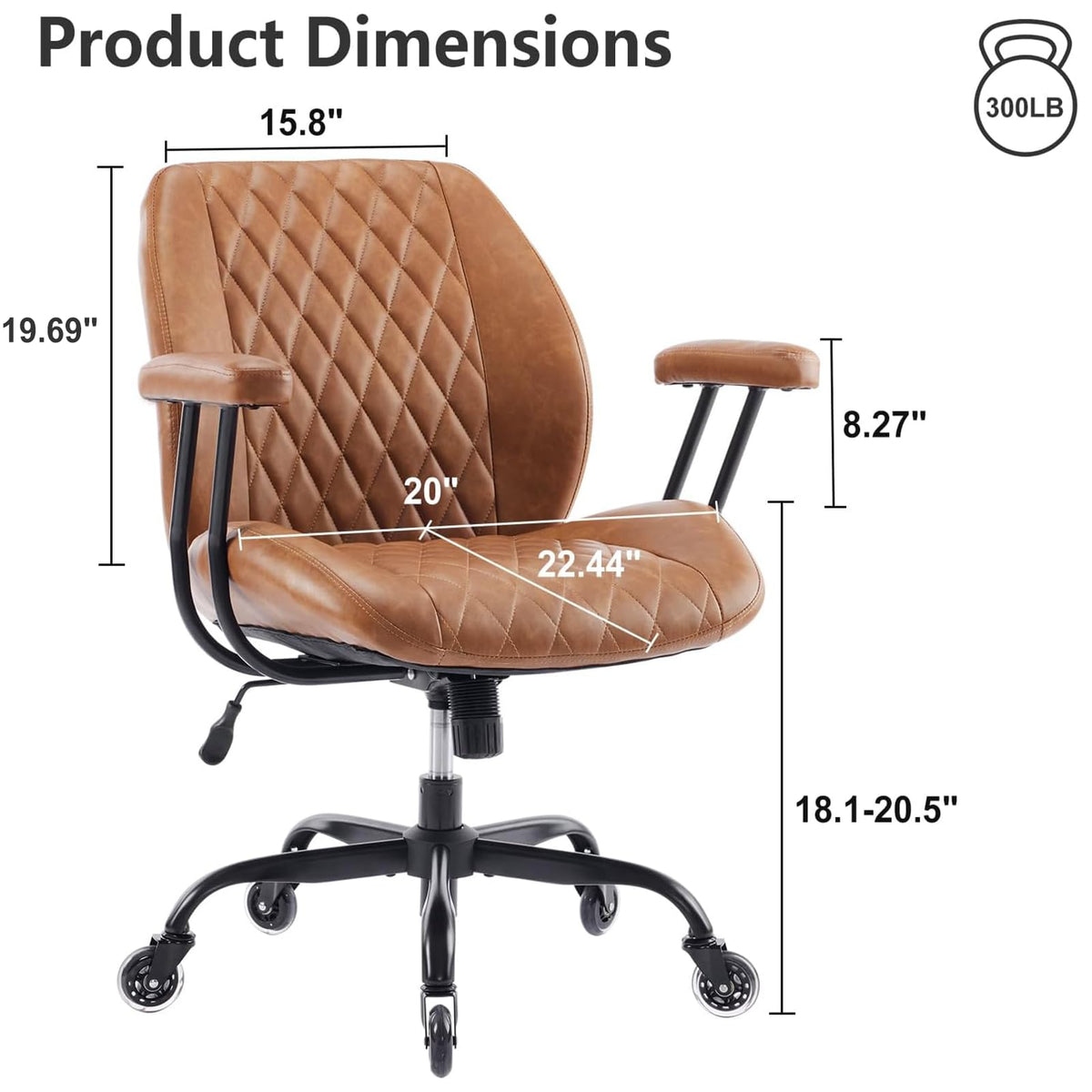 Brown Leather Ergonomic Office Chair with Lumbar Support X910