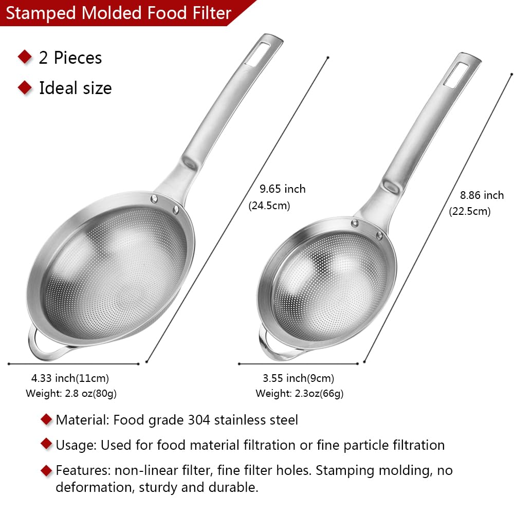 Fine Mesh Stainless Steel Colander Strainer with Handle Set of 2 K2775