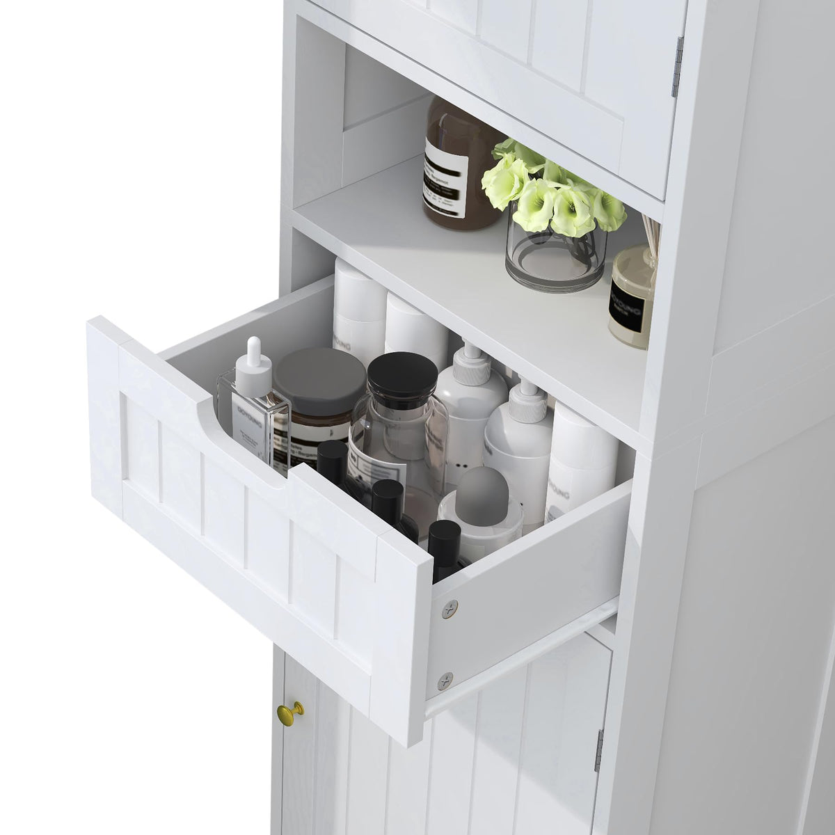 67" H Tall White Bathroom Storage Cabinet B447