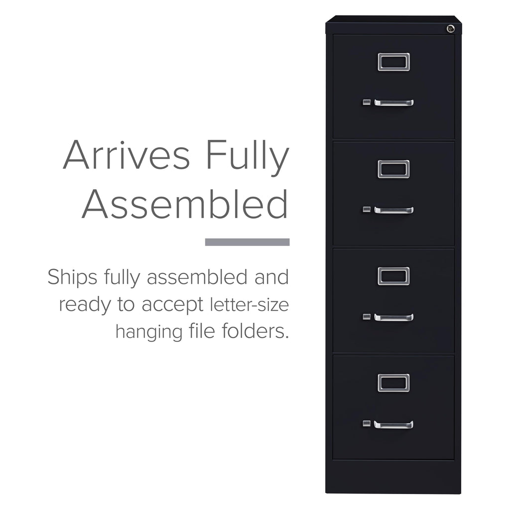 15" W 4 Drawer Vertical File Cabinet, Black, Letter H605101