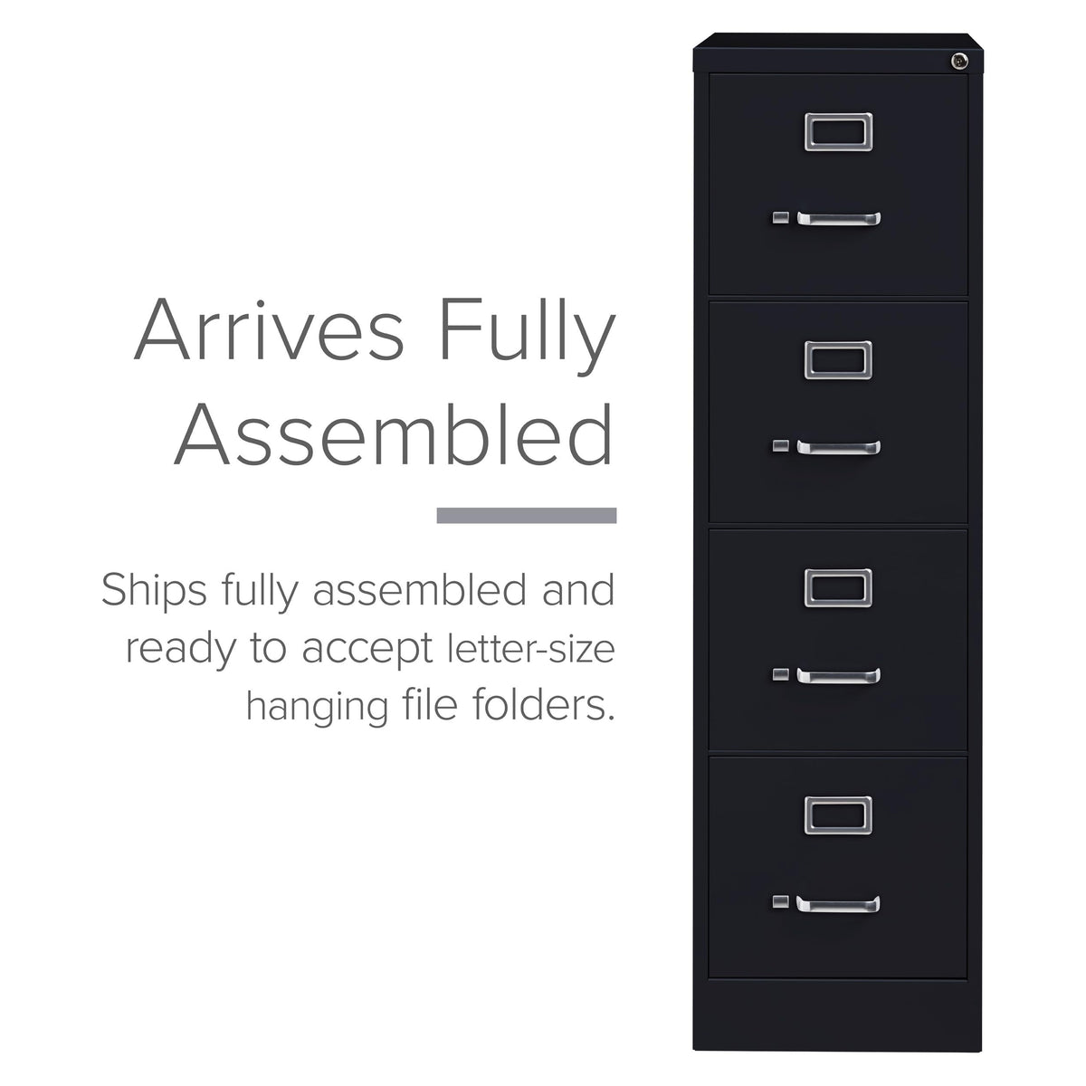 15" W 4 Drawer Vertical File Cabinet, Black, Letter H605101