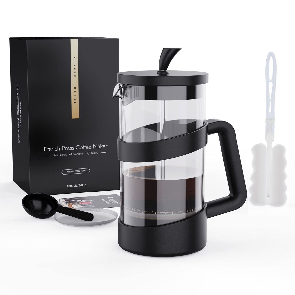 34 oz Glass French Press Coffee Maker I6493