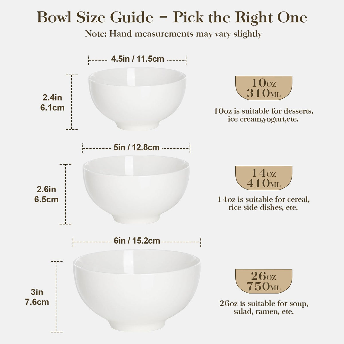 White 26 Oz Ceramic Soup Bowls of 4 F411