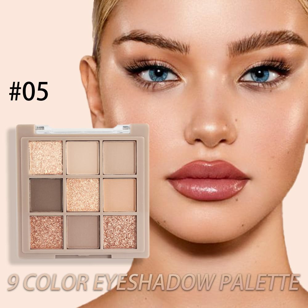 9 Colors Gold Matte Shimmer Vegan Eyeshadow Palette B58854