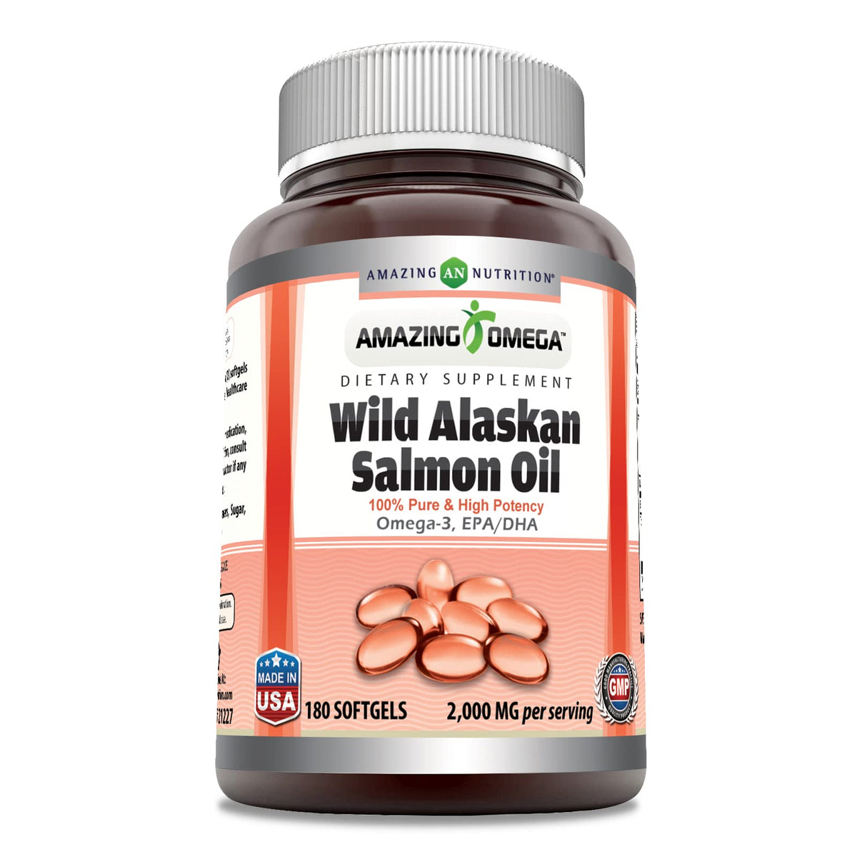 Wild Alaskan Salmon Oil 2000 Mg 180 Softgels Non-GMO Gluten-Free R6677