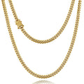 3mm 6mm Cuban Link Chain 14K Gold Plated Stainless Steel Necklace M34291