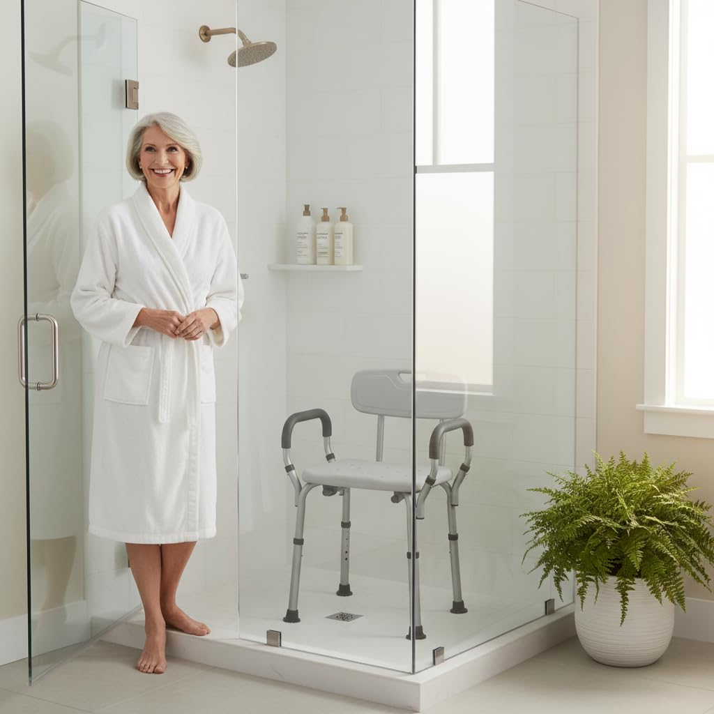 Bath Seat with Removable Arms & Back, 300 lb Capacity, Adjustable Height C275