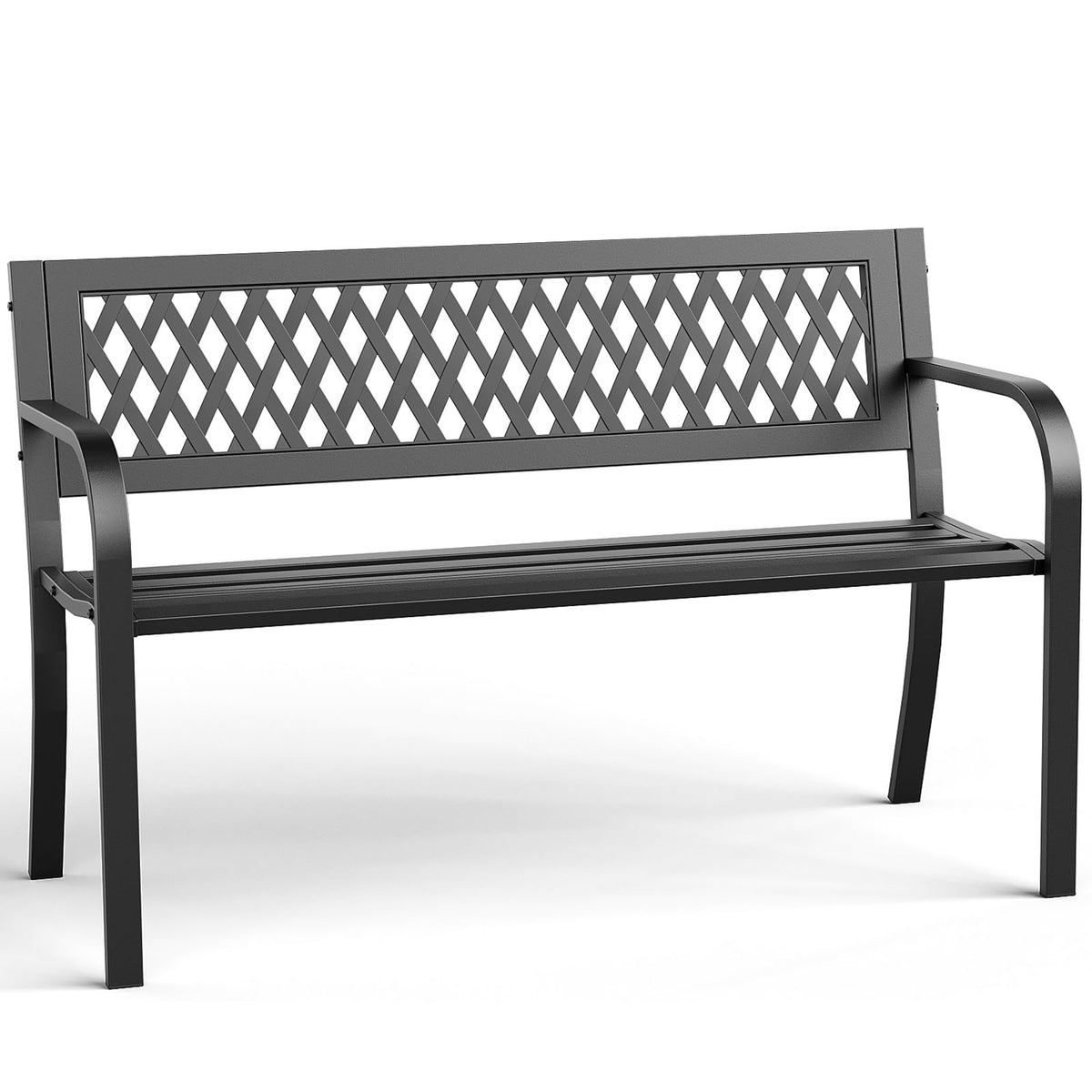 47" Black Outdoor Bench with Backrest L4859