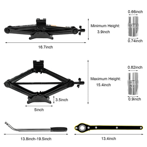 2 Ton Portable Scissor Jack with Lug Wrench X55084