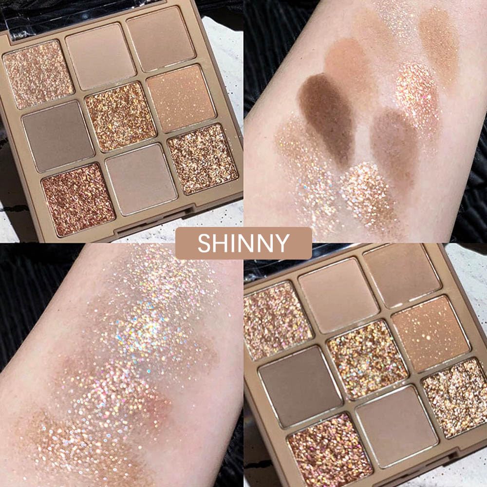 9 Colors Gold Matte Shimmer Vegan Eyeshadow Palette B58854