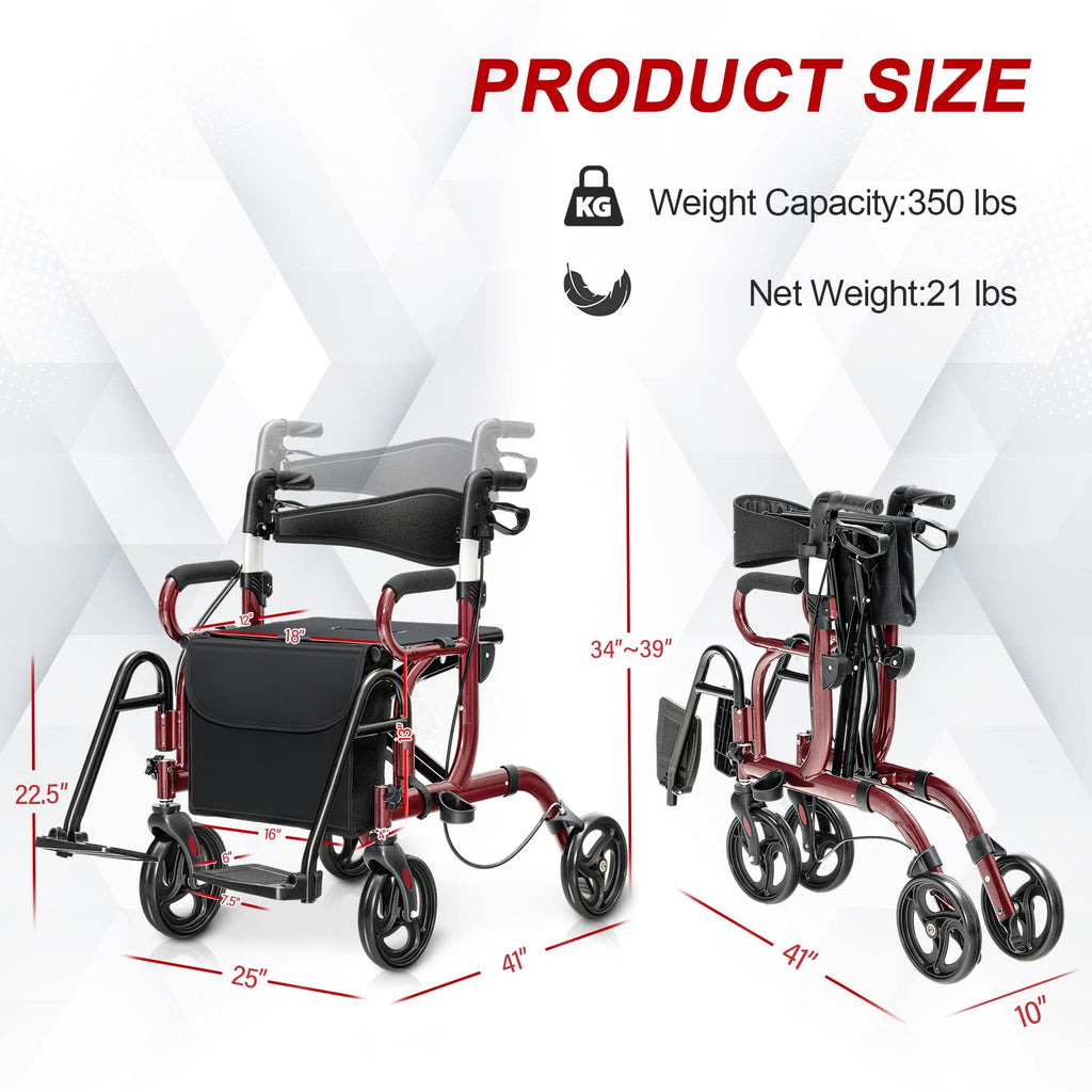2-in-1 Rollator Walker with Seat X667725