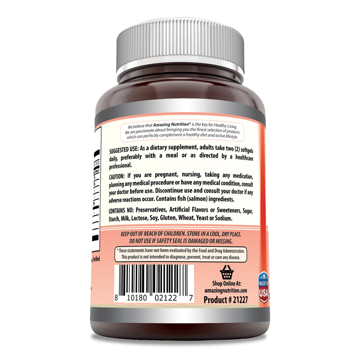 Wild Alaskan Salmon Oil 2000 Mg 180 Softgels Non-GMO Gluten-Free R6677