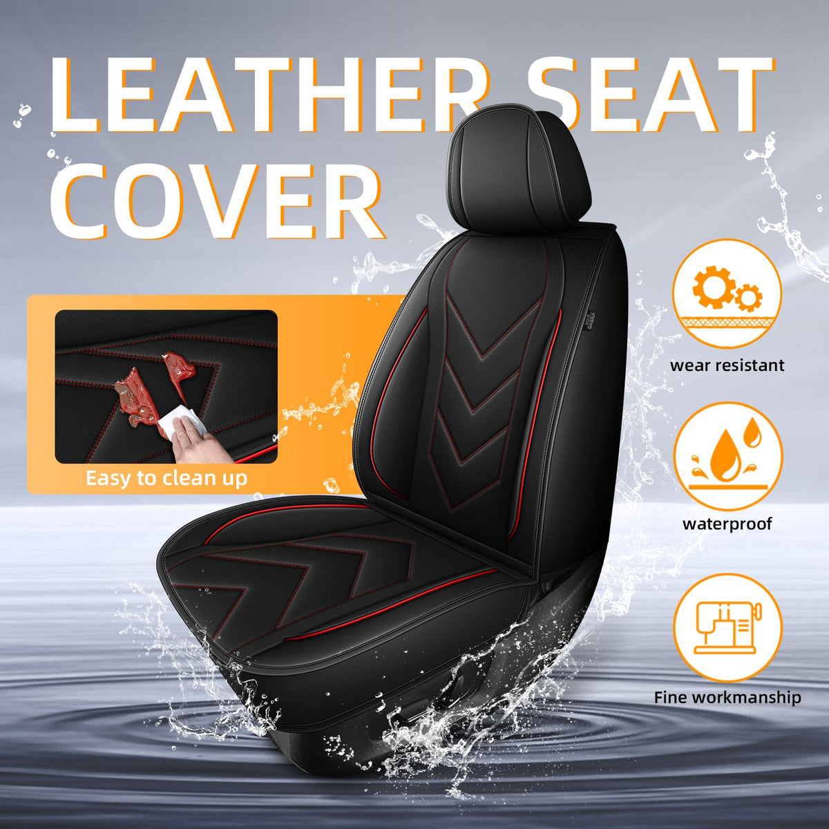 Waterproof Leather Full Set Car Seat Covers R77612