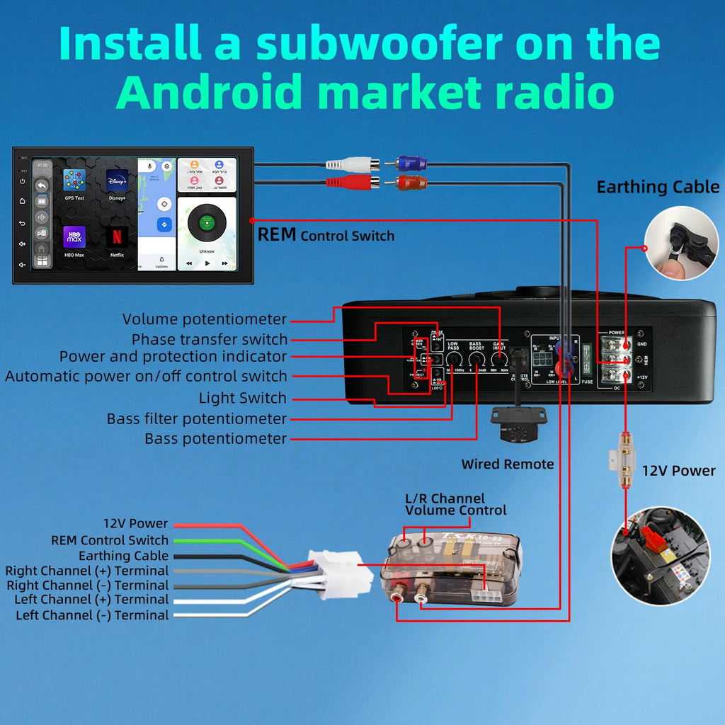 10" 1600W Under Seat Powered Subwoofer with Built-in Amp A86916