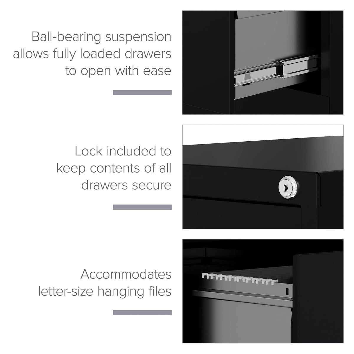 15" W 4 Drawer Vertical File Cabinet, Black, Letter H605101