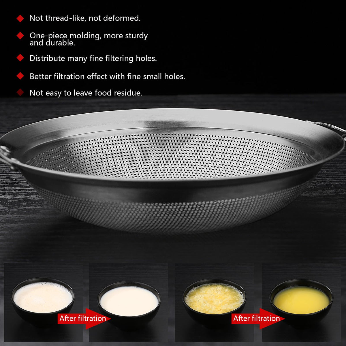 Fine Mesh Stainless Steel Colander Strainer with Handle Set of 2 K2775