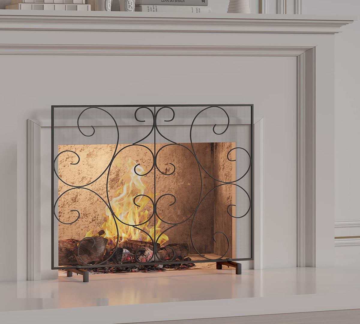 Handcrafted Metal Mesh Fireplace Screen E5102