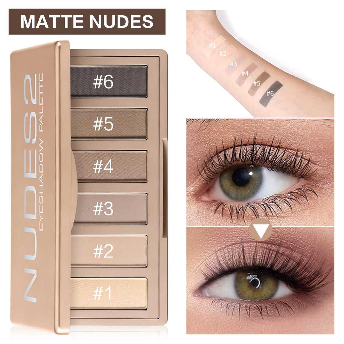 Matte Neutral Mini Eyeshadow Palette with Brush X7041