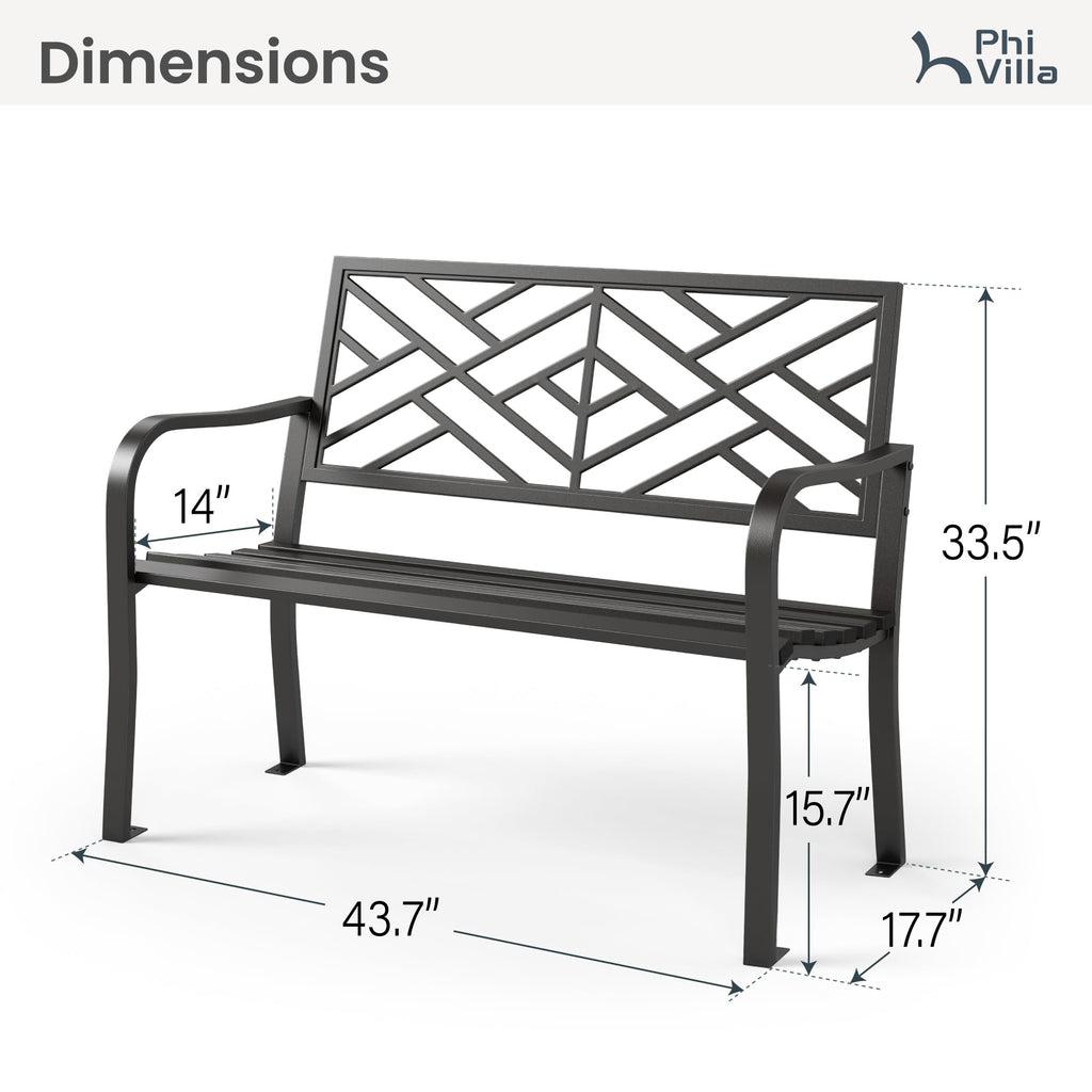 Black 43 Inches Outdoor Garden Bench G712050