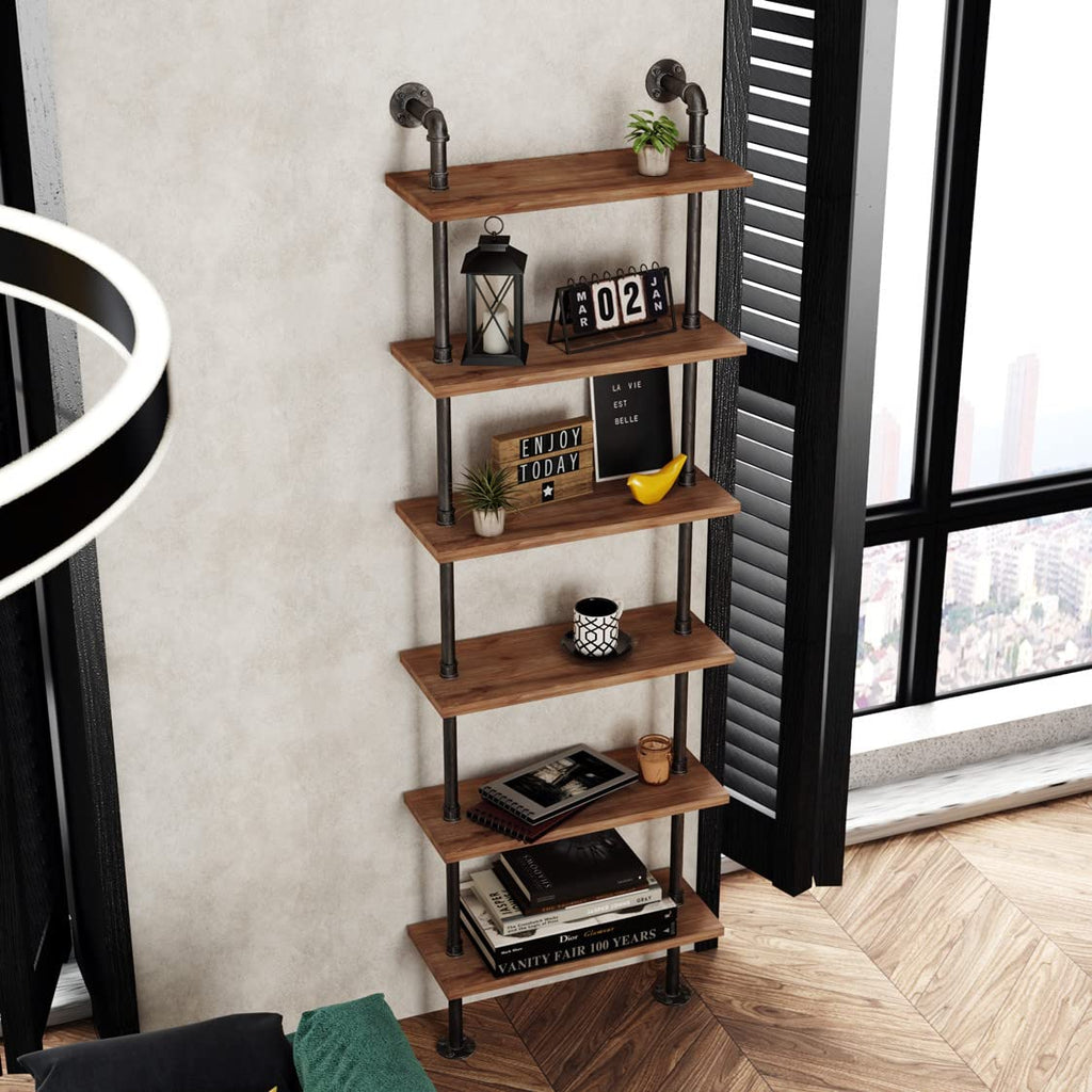 Industrial Pipe 6 Tier Bookshelf F20346