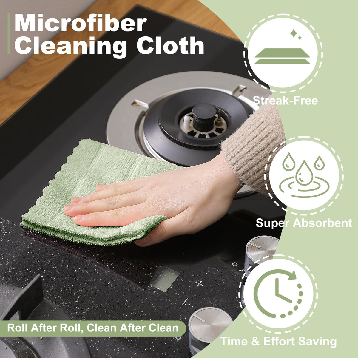 80 Pack Microfiber Cleaning Cloth Roll Z41515