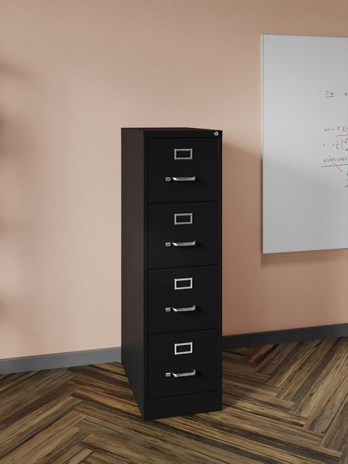 15" W 4 Drawer Vertical File Cabinet, Black, Letter H605101