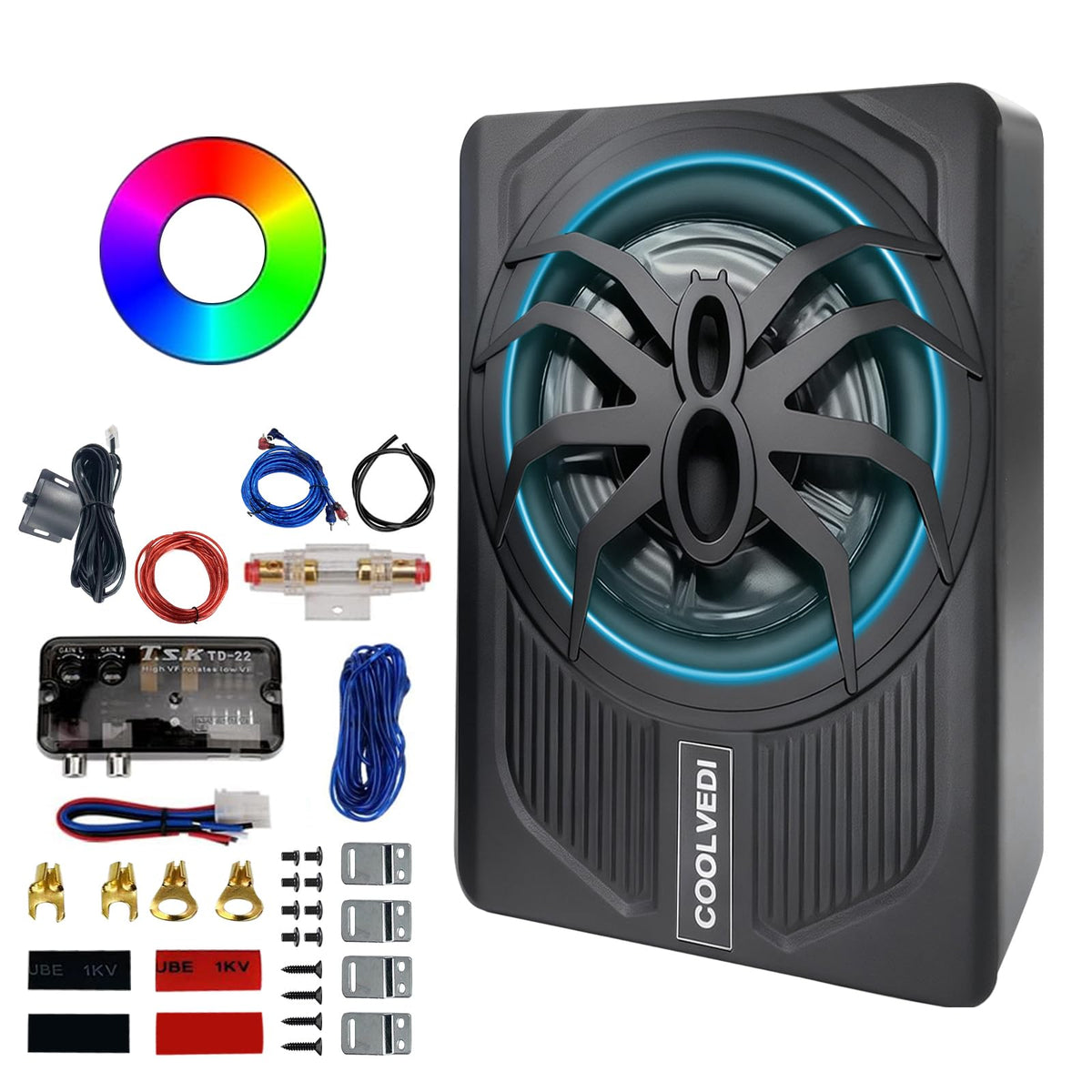 10" 1600W Slim Under Seat Powered Car Subwoofer H672