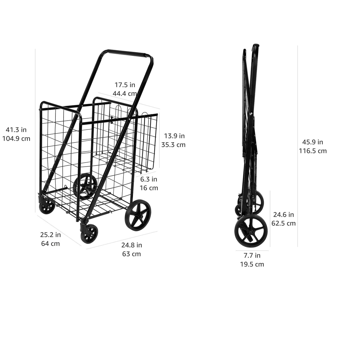 Foldable Utility Cart with 360-Degree Wheels, X-Large, Black H448