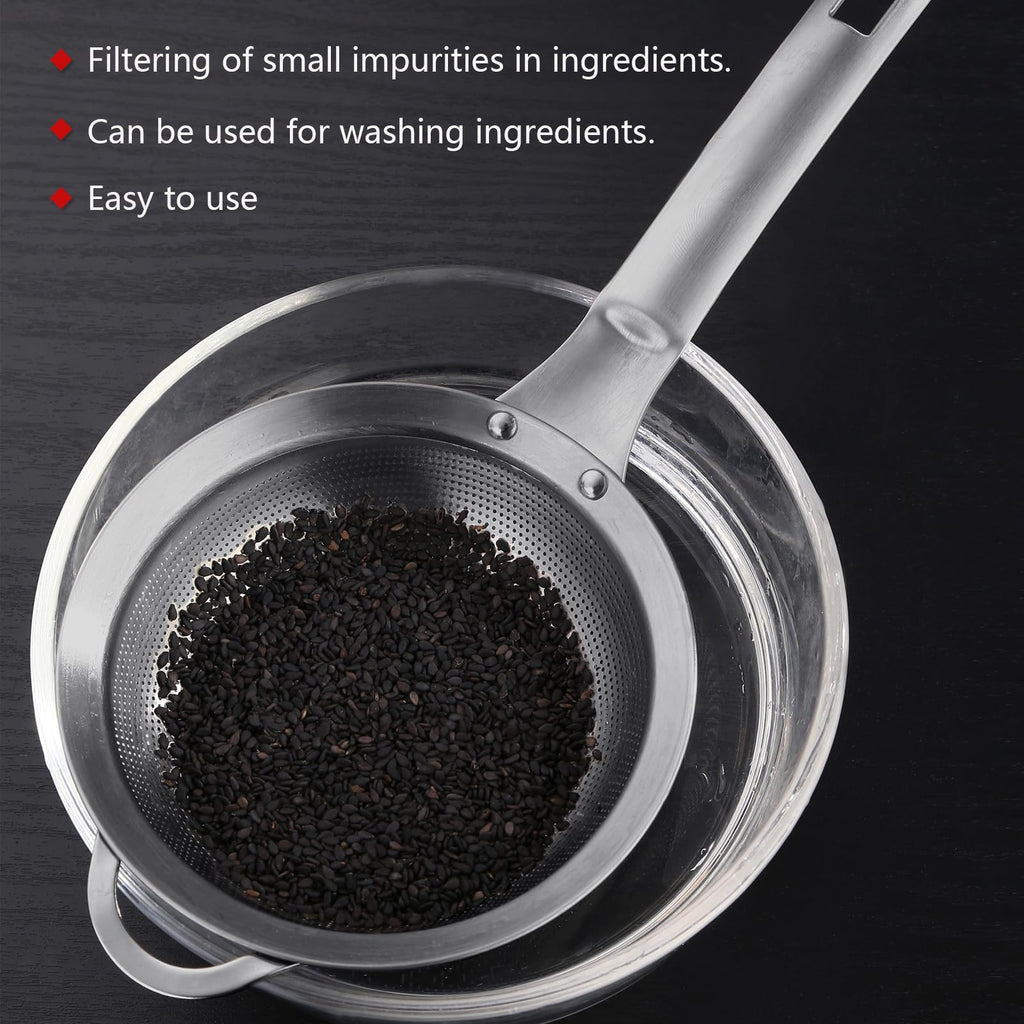 Fine Mesh Stainless Steel Colander Strainer with Handle Set of 2 K2775