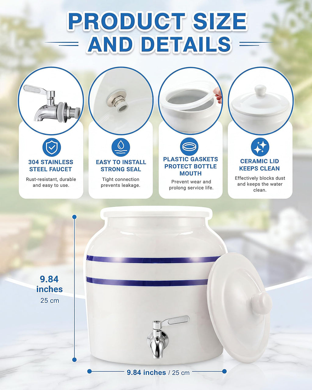 3-Tier 5 Gallon Ceramic Water Jug Holder T6001