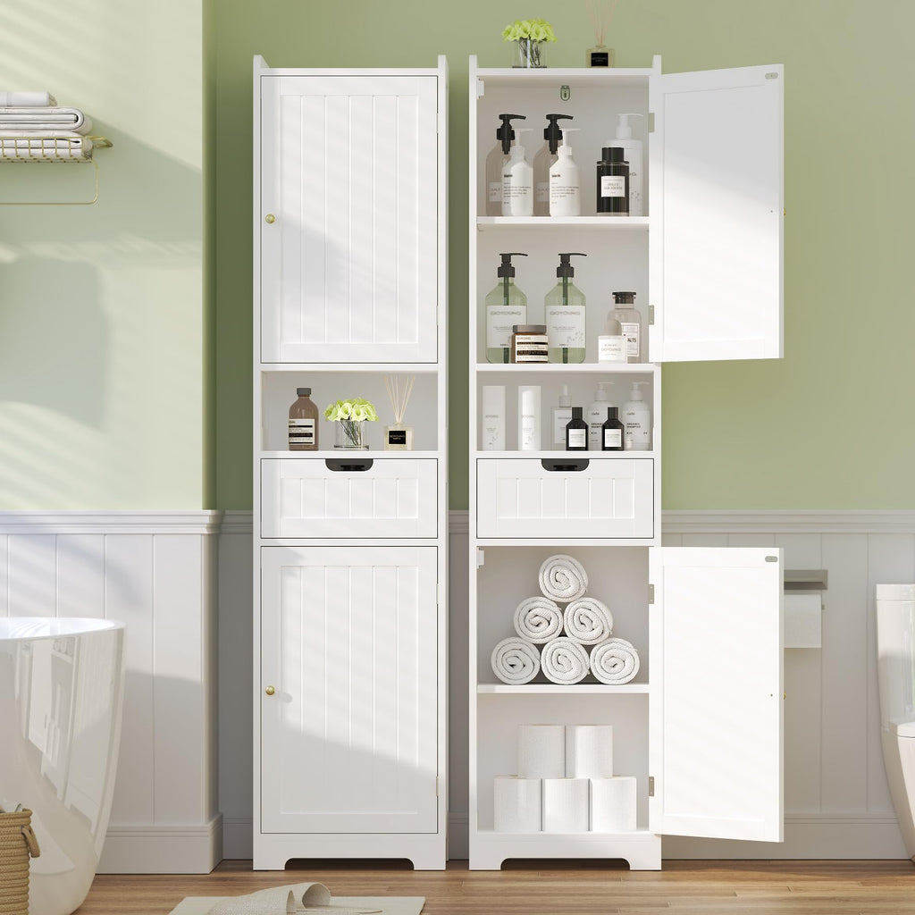 67" H Tall White Bathroom Storage Cabinet B447