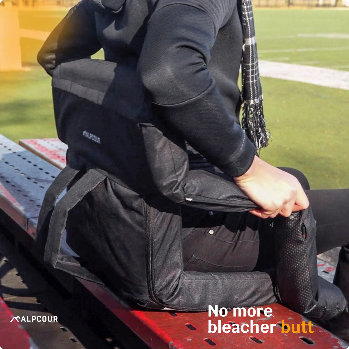 Heated Massage Reclining Stadium Seat with Back Support and Cushion F401126