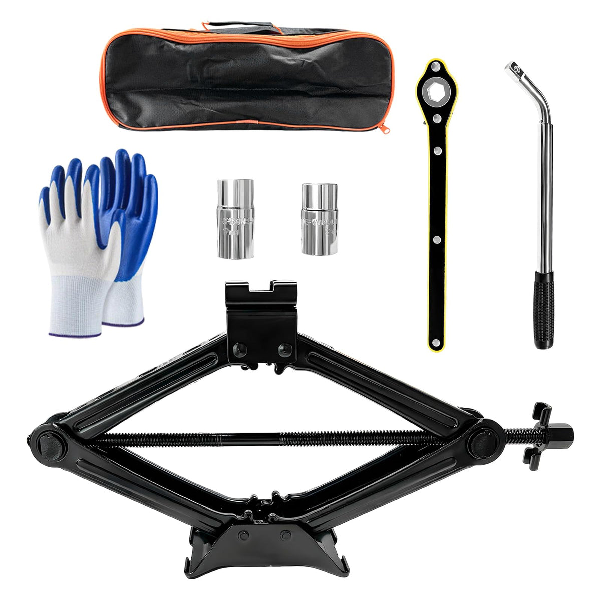 2 Ton Portable Scissor Jack with Lug Wrench X55084