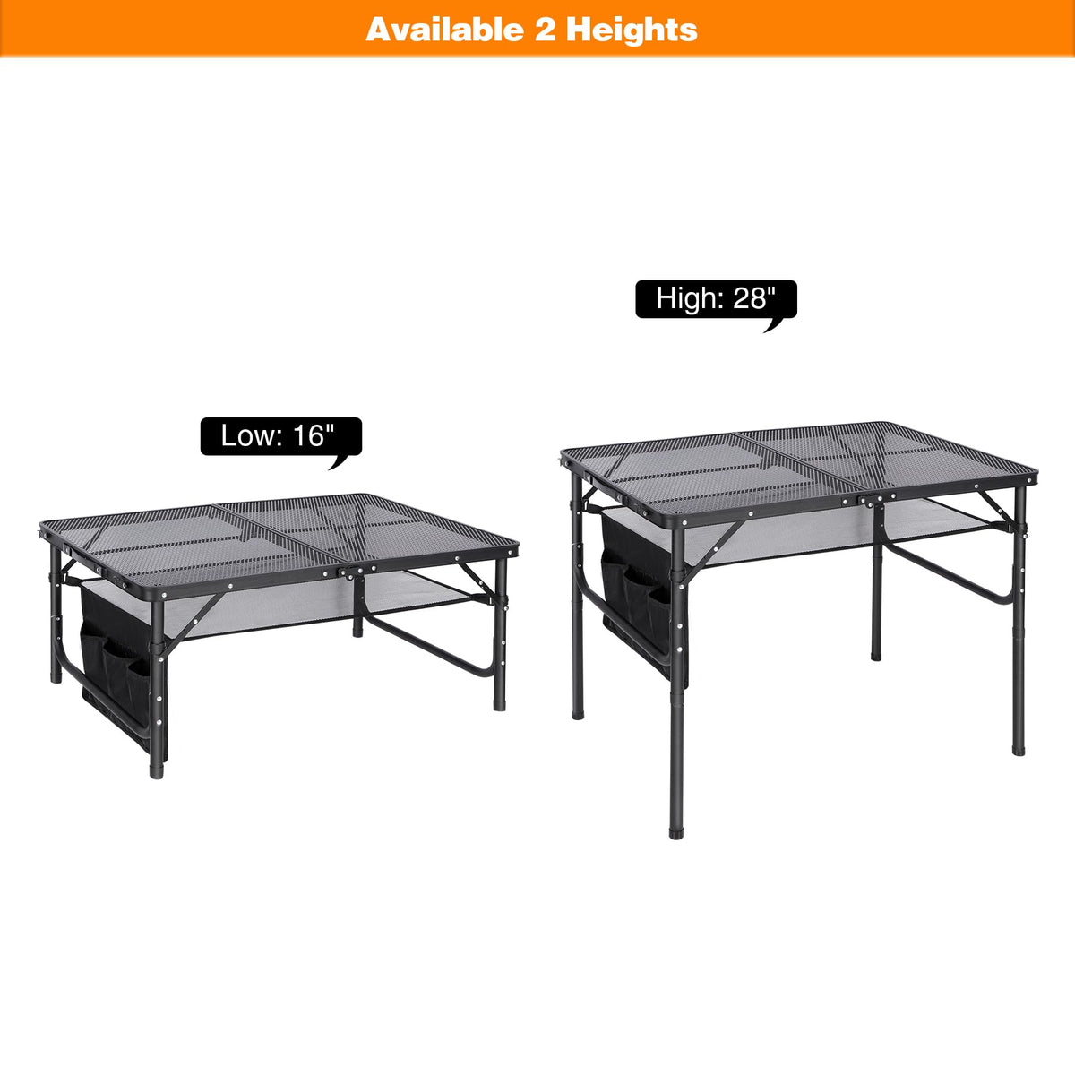 36x24 Aluminum Folding Grill Table with Adjustable Height Legs I96597