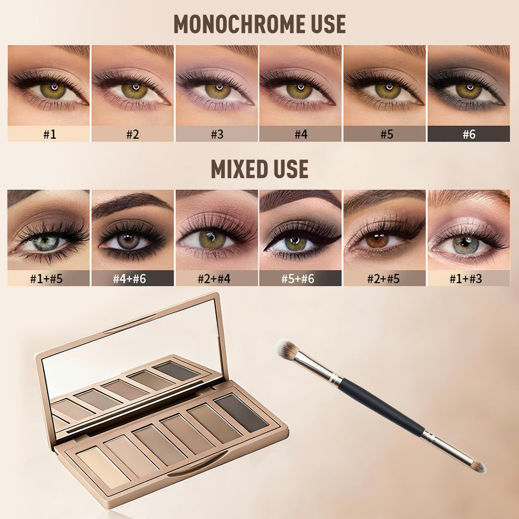 Matte Neutral Mini Eyeshadow Palette with Brush X7041